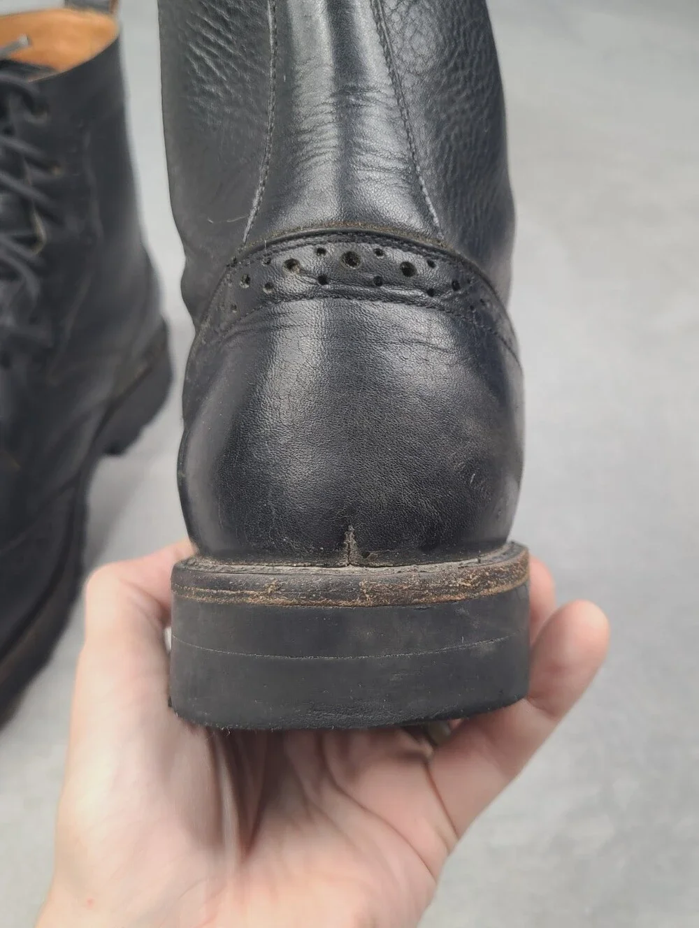 Frye Earl Wingtip Lace Up Mens Black Leather Western Combat Boots - Size 11 D -